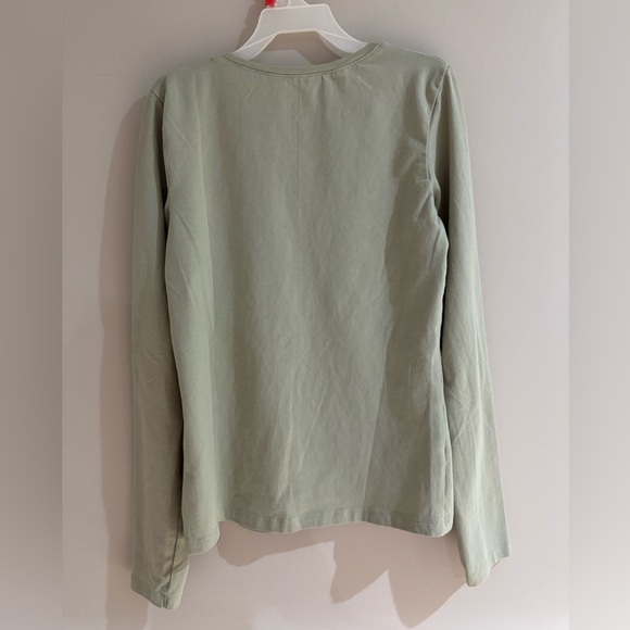 H&M Long Sleeved Mint Green Cotton Top with embroidered heart symbol-size 12/14 - Picture 3 of 4